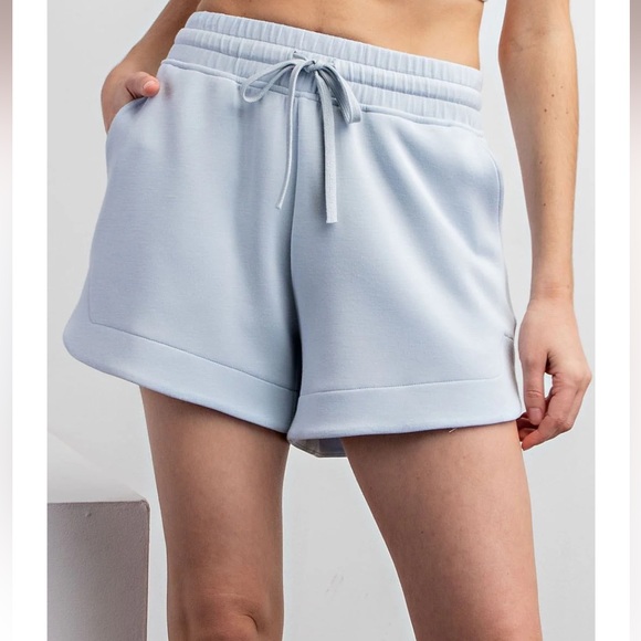 Rae Mode Scuba Tulip Shorts in Soft Blue - Picture 1 of 16